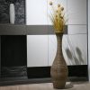 40" Elegant Beige Artificial Rattan Floor Vase
