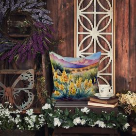 14” New Mexico Yucca Flower Throw Pillow with Watercolor Artwork, Indoor/Outdorr Usage and Machine Washable