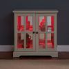 Antique Style Display Cabinet, 7 Color LED Strip, 2 Glass Doors, Adjustable Glass Shelves, Remote Control and Mobile Application Capabilities