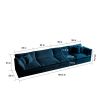 146.5” Modular Sectional Sofa with 4 Spacious Seating Areas, Padded Cushions and Made of Blue Chenille Upholstered Fabric