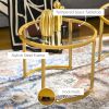 Set of 2, Round Nesting Tables with Clear Tempered Glass Top and Gold Steel Frame