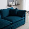 146.5” Modular Sectional Sofa with 4 Spacious Seating Areas, Padded Cushions and Made of Blue Chenille Upholstered Fabric