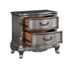 Ariadne Antique Platinum Finish Night Stand with 2 Drawers