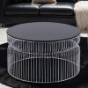 CT901 & ET901 Coffee Table Set with Nested Metal Base and Tinted Tempered Glass Tabletop