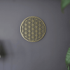 One Piece Metal Wall Decoration Ornament with Flower of Life Lotus Artwork Design and Gold Metal Finish