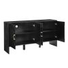 60" Mid Century Modern Sideboard Buffet Storage Cabinet with Fluted Diamond Geometric Design, 4 Doors and Adjustable Shelves