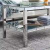 39.5" Silver Crystal Mirrored Coffee Table with 2 Layers and Open Bottom Shelf