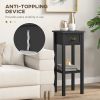 2-Tier Side End Tables, Set of 2 with Top Drawer and Open Bottom Shelf
