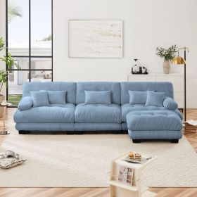 Luxury Modular Sectional Chenille Sofa Couch with Convertible Ottoman, Oversized L Shaped Cloud Couch and Matching Pillows