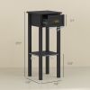 2-Tier Side End Tables, Set of 2 with Top Drawer and Open Bottom Shelf