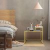 2-Tier Side End Table with Marble Finish Tabletop and Gold Metal Frame