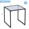 Tempered Glass Side End Table with Black Metal Frame for Indoor and Outdoor Usage