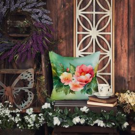 14” Georgia Cherokee Rose Throw Pillow with WaterColor Artwork, Indoor/Outdorr Usage and Machine Washable