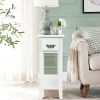 2 Tier End Bedside Sofa Side Table Narrow Nightstand with 1 Drawer and Open Lower Shelf