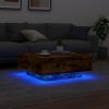 Smoked Oak Wood Coffee Table with LED Lights