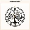 27” Black Tree of Life Decorative Metal Wall Clock with Non-Ticking Quartz Movement and Easy to Read Roman Numerals