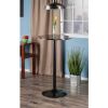 Round Cora Pub Table with Faux Marble Top and Black Metal Base