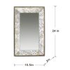 24" x 15" Antique Silver Rectangle Wall Mirror or Mirrored Display Tray with Floral Accents Design