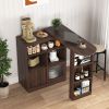 360° Rotating Top Modern Bar Cabinet with Storage Compartments
