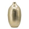 8.5” x 8.5” x 18.5" Aluminum Vase with Gold Streaks Design and Hand Brushed Textured Metallic Finish