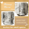 Floating Wall-Mounted Makeup Storage Vanity with HD Mirror, 3 Drawers, 5 Pockets, and 5 Metal Hooks