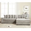 L Shaped Gray Corduroy Sofa with Right Chaise Daybed, Left Double Seat, Wide Padded Armrests and 8 Matching Throw Pillows