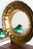 16" Round Wall Mirror with Gold Metal Frame and Mid-Century Design