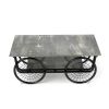 Black Rectangle Coffee Table with Wheel Design Base and Open Bottom Shelf