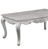 Melrose Traditional Style Coffee Table in Champagne Finish and Silver Brushed with Handcrafted Raised Leaf Motif Detailing