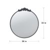 30" x 32" Classic Design Mirror with Round Shape and Black Baroque Inspired Frame