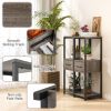 2 Piece 3 Tier Tall Metal Plant Display Stand with Drawer and Open Display Shelves