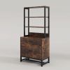 2 Drawer File Cabinet with Bookshelves and Lock