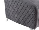 Sofia Gray Velvet Modern Chic Accent Armchair with Diamond Pattern Stitching and Chrome Metal Legs