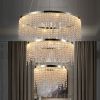 3 Tier Round Ceiling Chandelier with 3024 Clear Octagonal Crystals, Adjustable Light and Height Settings