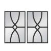 Set of 2, 16" x 23" Rectangular Wooden Wall Mirrors with Antique Black Frame and Vertical or Horizontal Hanging Options