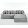 L Shaped Gray Corduroy Sofa with Right Chaise Daybed, Left Double Seat, Wide Padded Armrests and 8 Matching Throw Pillows