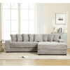 L Shaped Gray Corduroy Sofa with Right Chaise Daybed, Left Double Seat, Wide Padded Armrests and 8 Matching Throw Pillows