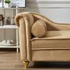 Modern Upholstery Velvet Chaise Lounge Chair with Hidden Storage, Matching Pillow and Gold Metal Legs