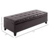 51” Tufted Ottoman Storage Bench with Lift Top Storage and Dark Brown Faux Leather Fabric