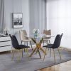 Dining Table with Square Clear Tempered Glass and Gold Cross Metal Legs