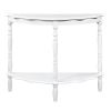 Retro Circular Curved Half-Moon Milk White Console Table with Cloud Design Top and Open Bottom Shelf