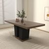 Extendable Dining Room Table with Black Pedestal Base, Rectangular Shape and Seats 4-10 People