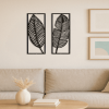2 Piece Black Metal Leaf Wall Art, Handcrafted, with Two Different Vivid Leaf Patterns and Versatile Placement Options