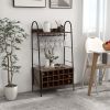Baker's Rack with Detachable Wine Rack and 5 Rows of Stemware Glass Holders