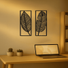 2 Piece Black Metal Leaf Wall Art, Handcrafted, with Two Different Vivid Leaf Patterns and Versatile Placement Options