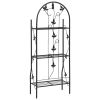 3 Layer Black Iron Plant Rack with Leaf Decorated Design and Anti-Tip Safety Attachment