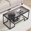 VEVOR Rectangle Coffee Table with Multi Color LED Lighting, Clear Tempered Glass, 2 Tier, Open Storage, and Black Metal Frame