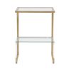 Gold & Acrylic 2 Tier Glass End Table with Open Bottom Shelf and L Shaped Frame