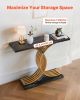 VEVOR 39” Black & Gold Console Table with Intertwined Geometric Metal Base and Rectangle Tabletop