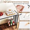 Modern Industrial Console Table with Sintered Stone Tabletop, 2-Tier Design, Anti-Slip Bumpers and Adjustable Foot Pads